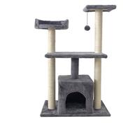 ROMY Arbre à chat gris 60 x 40 x 95cm - 3 plateformes, 1 niche poteaux à griffer