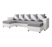 Romy - canapé panoramique U - convertible - avec coffre - en tissu et PU - 7 places - style contemporain