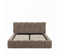 Romy - Lit coffre en tissu 160x200cm - Taupe