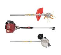 ROMYIX Débroussailleuse à essence 35,88 CC 4 temps avec 2 têtes de coupe 0,75 kW 8500 tr/min Outil de jardinage pour pelouse et fourrés Avec sangle de transport et lunettes de protection