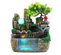 ROMYIX Fontaine de Bureau Rockery, Petite Fontaine d'eau de rocaille intérieure avec Effet d'atomisation de Lampe LED, Convient au Salon, Chambre à Coucher, décoration de Bureau, 30 * 20 * 30 cm