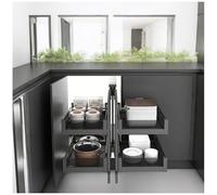 Romyqpipy Organisateur Coulissant D'Angle, Rangement pour Placard De Cuisine, Organisateur D'Armoire De Cuisine avec Panier Coulissant à 2 Niveaux, Compatible avec Ouverture à Gauche Et à Droite