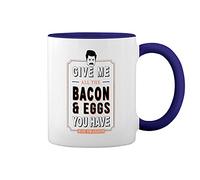 Ron Swanson Bacon Parks and Recreation Blanc tasse de café avec le bleu et poignée Rim Mug