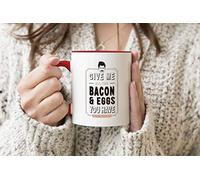 Ron Swanson Bacon Parks And Recreation Red Handle Mug Coffee Tea Mug 312ml Cup