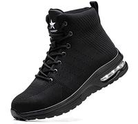 Rona Shoes Bottes de Sécurité Chaussures de Sécurité Baskets de Sécurité Chaussure de Travail Légère Confortable Femme Homme Phantom Black EU 38