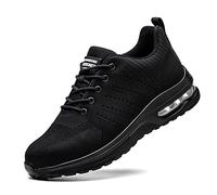 Rona Shoes Chaussures de sécurité avec embout en acier - Chaussures de travail légères et confortables - Antidérapantes - Pour homme et femme, Delta Noir, 45 1/3 EU