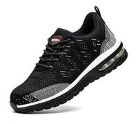Rona Shoes Chaussures de Sécurité Baskets de Sécurité Chaussure de Travail Légère Confortable Femme Homme Alpha Black EU 37