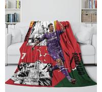 Ronaldo Couverture Chaud - Football Couverture Peluche Douce comme Un Câlin dans Une Couverture - Plaids Confortables pour Canapé Lit Berceau Décor - Cadeau pour Vous-même(127x152cm)