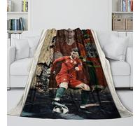 Ronaldo Couverture Flanelle - Football Couverture De Climatisation Cadeau Anniversaire pour Mari/Petit Ami/Petite Amie/Voisin - Canapé Lit Extérieur Décor 80x90inch(200x230cm)