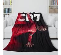Ronaldo Couverture Peluche - Football Couverture Douce Cadeau Anniversaire pour Mari/Petit Ami/Petite Amie/Voisin - Canapé Lit Bureau Voyage Décor 40x50inch(100x130cm)