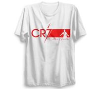Ronaldo CR#7 T-shirt de football pour enfant avec logo rouge, blanc, 7 ans