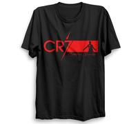 Ronaldo CR#7 T-shirt de football pour enfant avec logo rouge, Noir , 7 ans