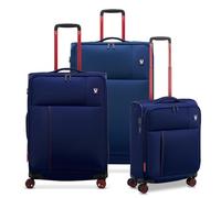 RONCATO MOVE Set de Valises Souples Extensibles - 3 Tailles (Cabine, Moyenne, Grande) - 4 Roues Pivotantes - Léger et Résistant - Bagages de Voyage - Bleu Outremer, Bleu Outremer, Set de 3, Casual