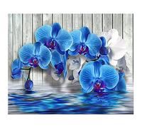 Rond 5D Diamond Painting Orchidée 40x30 cm Peinture Diamant Adultes Broderie Diamant Orchidee Enfants Cristal Strass Embroidery Peinture par numéros Orchidées Zen Images Point de Croix Toile