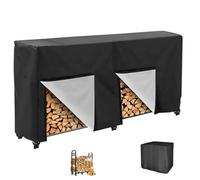 Rond/Carré Housse pour Support de Rangement pour Bois de Chauffage , Bache de Protection Range Buches Exterieur , Couverture pour Étagère Porte Bûches de Cheminée(Size:Square: 244*61*107cm,Color:Blac