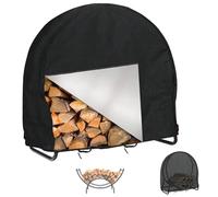 Rond/Carré Housse pour Support de Rangement pour Bois de Chauffage , Bache de Protection Range Buches Exterieur , Couverture pour Étagère Porte Bûches de Cheminée(Size:Round: 101*61*104cm,Color:Black
