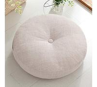 Rond Coussin de Sol épais en Lin épais de Style Japonais Tatami Coussin pour Chaise de Balcon de Canapé de Plancher de Patio Coussins,Milkywhite,60x60cm