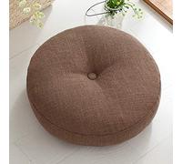 Rond Siège Tatami en Coton Lin - Coussin Epais Moelleux pour Chaise de Bureau, Amovible Et Lavable pour Intérieur/Extérieur - Darkbrown, 40cm(16inch)