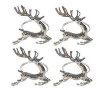 Rond de Serviette de Table Renne Argent,4 Pièces Noël Anneau de Serviette en Métal pour Décoration Table,Porte Serviettes Renne Noël pour Déjeuner Dîner de Noël Décoration Fête Festive Banquet