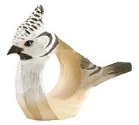 Rond de serviette en forme de mésange huppée - en bois