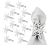 Rond De Serviette Noel,Rond De Serviette De Table,12Pièces Flocon De Neige,Deco Table Noel pour Le Déjeuner De Noël Thanksgiving Party Décoration De Mariage De Vacances