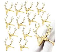 Rond De Serviette Noel,Rond De Serviette De Table,12Pièces Tête De Renne,Deco Table Noel pour Le Déjeuner De Noël Thanksgiving Party Décoration De Mariage De Vacances