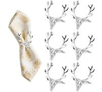 Rond De Serviette pour Noël, Rond De Serviette Noel Argent, 6 Pièces, Noel Decoration, Boucle Serviette De Table pour Décoration De Table, Mariage, Noël, Dîner De Fête