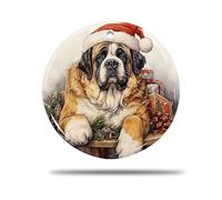 Rond en Céramique À Suspendre, 7.3Cm Chien Saint-Bernard Noël Modèle 3D Boule Noël Décoration De Sapin De Noël Céramique Pendentif