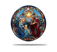 Rond en Céramique À Suspendre, 7.3Cm Fond d'art De Jésus De Noël 3D Céramique Pendentif Décoration De Sapin De Noël Déco Sapin Noël