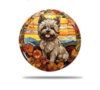 Rond en Céramique À Suspendre, 7.3Cm Modèle De Chien Cairn Terrier d'automne Rond en Céramique Ornements De Noël Souvenir Déco Sapin Noël