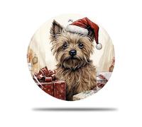 Rond en Céramique À Suspendre, 7.3Cm Modèle De Chien Cairn Terrier Modèle 3D Déco Sapin Noël Souvenir Décoration De Noël