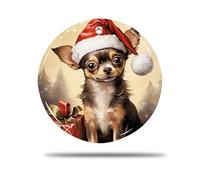 Rond en Céramique À Suspendre, 7.3Cm Modèle De Chien Chihuahua Modèle 3D Céramique Pendentif Décoration De Noël en Porcelaine Décoration Arbre De Noël Pendentif