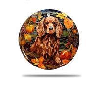 Rond en Céramique À Suspendre, 7.3Cm Modèle De Chien Cocker Anglais d'automne Rond en Céramique Ornements De Noël Décoration Ronde en Céramique Boule Noël
