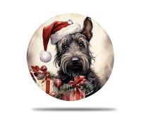 Rond en Céramique À Suspendre, 7.3Cm Modèle De Chien Terrier Écossais Modèle 3D Pendentif pour Décorations Déco Sapin Noël Rond en Céramique Ornements De Noël
