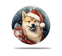 Rond en Céramique À Suspendre, 7.3Cm Vecteur De Chien Shiba Inu Modèle 3D Souvenir Décoration Ronde en Céramique Boule Noël