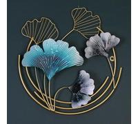 Rond Feuille de Ginkgo décoration Murale, Créatives Décoration Murale Feuille de Ginkgo en Métal à La Main, Moderne Luxe Sculpture, Tenture Murale Intérieure pour Salon Chambre à Coucher Hôtel (Color