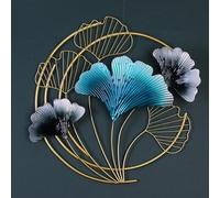 Rond Feuille de Ginkgo décoration Murale, Créatives Décoration Murale Feuille de Ginkgo en Métal à La Main, Moderne Luxe Sculpture, Tenture Murale Intérieure pour Salon Chambre à Coucher Hôtel (Color