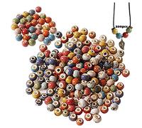 Rond Imprime Perle 200 Pièces Vrac Perles Rondes Artisanales VariéEs Perles D'espacement Perles En Vrac Céramique Perles De Verre Craquelées Pour Diy Bracelet Colliers（Couleur Mélangée）