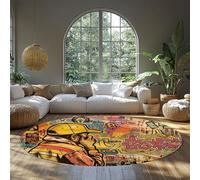 Rond Multicolore Street Art Graffiti Non-Shedding Tapis pour Salon Salle à Manger Chambre Foyer Jaune Rose Bleu Noir Beige Tapis de Sol de Classe 135cm
