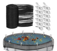 Rond Noir Bâche De Protection en Maille pour Piscine Hors Sol, 6m*6m Bâche De Piscine Ronde, Empêche Les Feuilles De Pénétrer dans La Piscine, Contient 12 Clips