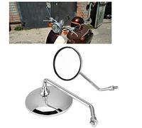Rond Rétroviseur Moto, 8mm, Argent Chromé, Côté Droit et Gauche, 1 Paire, pour Motos Tout-Terrain Scooters Tourisme