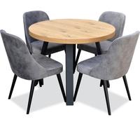 Rond salle à manger + 4 chaises chaise set garniture ronde table bois tables rondes 5pcs