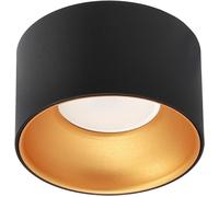 Rond Spot De Plafond Encastrable Zama S Black Gold - Ø85*50Mm,Plafonnier Luminaire Noir Avec Or,Lampe De Plafond En Aluminium,Spot Encastré Plat Pour Salon,Chambre À Coucher,Cuisine