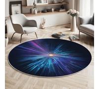 Rond Tapis Antidérapant, Résumé Faisceaux Lumineux Chaise Dordinateur Moquette, Futurisme Bleu Violet Salon Anti Slip Tapis de Sol Grand pour Couloir, Chambre, Cuisine, Table, 120cm