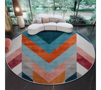Rond Tapis De Chambre À Coucher Décoration Lavable, Moderne géométrique à Chevrons Lignes Imprimé, Interieur Antidérapant Douce Salon Tapis Rond D'Entrée (Coloré, 80 cm)