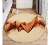Rond Tapis Intérieur Brun-Orange Triangle D'Origami 80Cm Doux Et Antidérapant,Moquette Illustration Géométrique Imprimé 3D Pour Salon Chambre L'Entrée Décoration De Salle De Jeux Pour Enfants