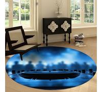 Rond Tapis Lavable de Salon 180 cm Réalisme, Tapis de Chambre Lumières Tourne Disque Géométrie Doux - Chambre Poil Court de Salon Chambre Salle a Manger ou Dortoir Familial