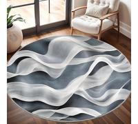 Rond Tapis Poils Courts 3D 80cm Doux Confortable et Lavable, Art de La Courbe Ondulatoire Tapi Chambre Moderne Antidérapant Gris Tapis Décoratif Rond pour Salon et Intérieur Extérieur