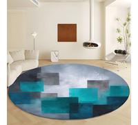 Rond Tapis Salon Lavable en Machine Ø 90 cm Cubes Géométriques Abstraits, Tapis Gris Pile Courte Douce - Grand Lnterieur Anti Slip Rampant pour Chambre Salon Décor à la Maison