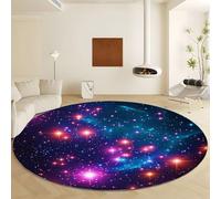 Rond Tapis Salon Noir Moquette ÉtoilesLa Galaxie Fantastique Brillent - Tapis Chambre de Décoration Poil Ras Lavable en Machine Paillasson Rond Antidérapant Salle a Manger Chambre Adulte, 60 x 60 cm